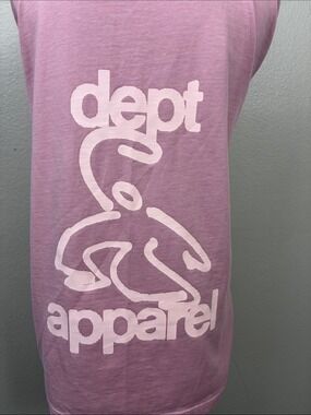DEPT Apparel Heavyweight Distressed Logo Long Sleeve Graphic Tee Pink L